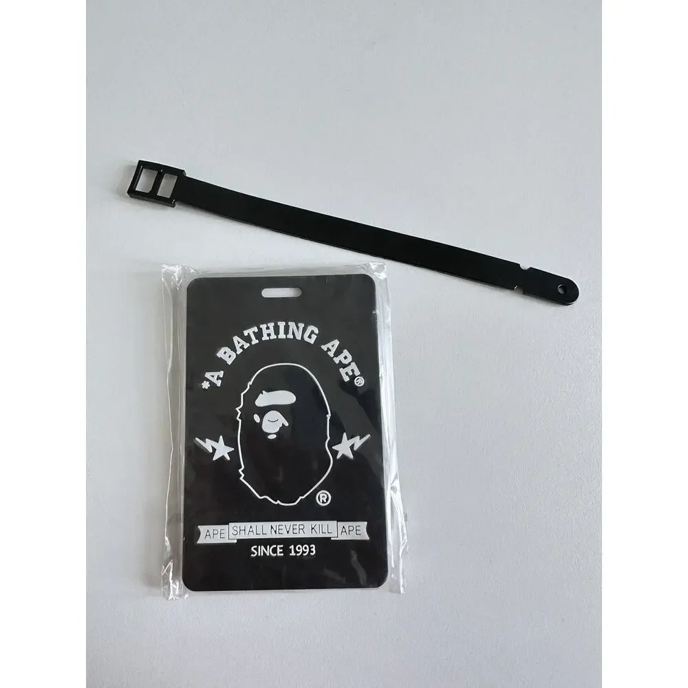 Bape A Bathing Ape Black Travel Trip ID Card Case Holder Tesla Key Luggage Tag